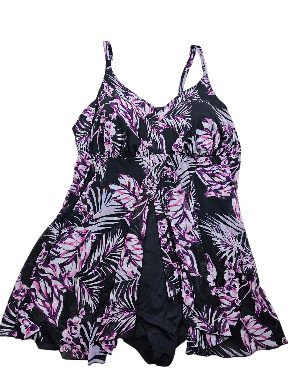 Catherine's One Piece Tropical Floral Handkerchief Swimsuit In 34W